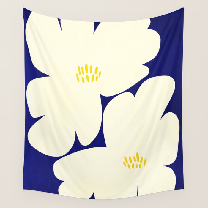 Abstract botanical 52-blue Wall Tapestry Gallery Image 1