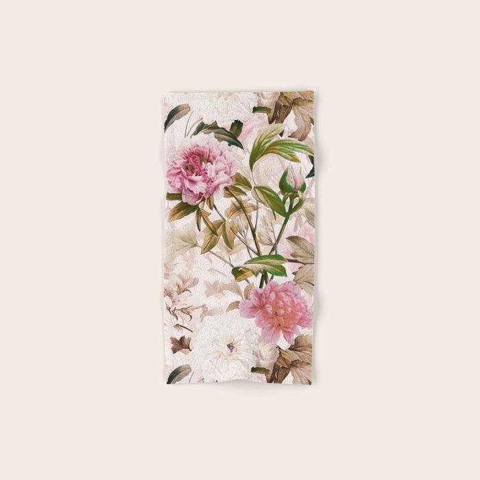 Vintage And Shabby Chic- Pink  Summer Peonies Antique Botanical Flower Garden Bath Towel Gallery Image 1