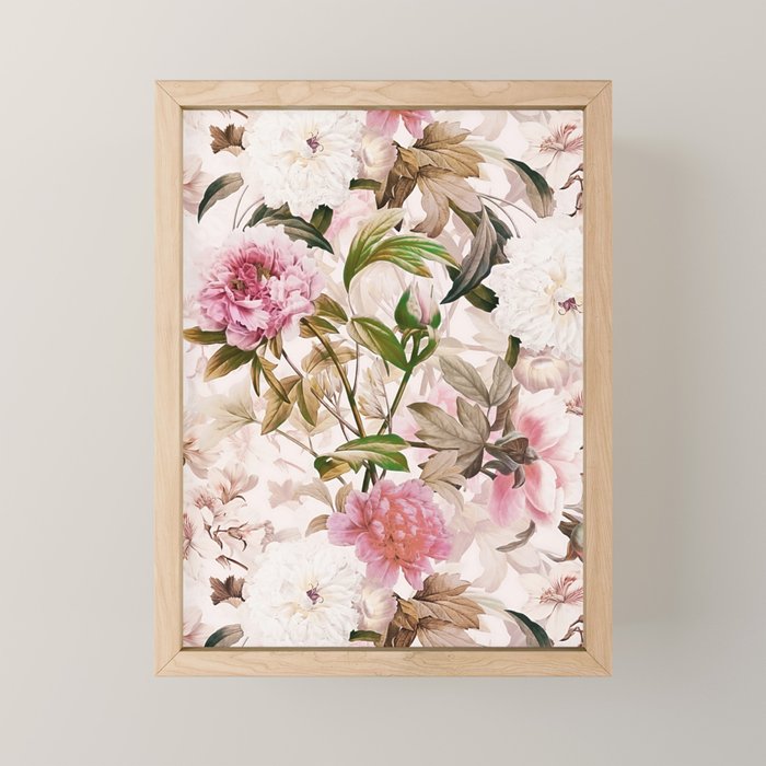 Vintage And Shabby Chic- Pink  Summer Peonies Antique Botanical Flower Garden Mini Art Print Gallery Image 1
