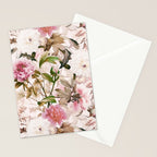 Vintage And Shabby Chic- Pink  Summer Peonies Antique Botanical Flower Garden Stationery Card Gallery Image 2