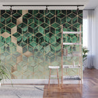 Leaves And Cubes Wall Mural Gallery Image 1