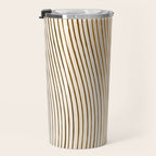 Organic Fine Lines Wavy Gradient Minimal Ink Stripe Pattern Brown Orange Yellow Travel Mug Gallery Image 3