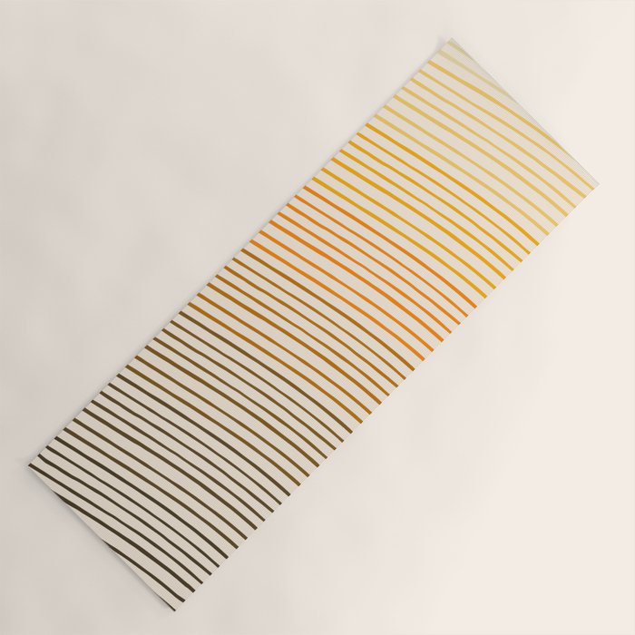 Organic Fine Lines Wavy Gradient Minimal Ink Stripe Pattern Brown Orange Yellow Yoga Mat Gallery Image 1