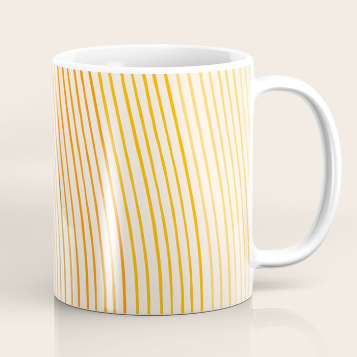 Organic Fine Lines Wavy Gradient Minimal Ink Stripe Pattern Brown Orange Yellow Coffee Mug Gallery Image 1