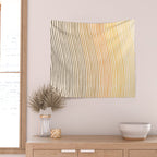 Organic Fine Lines Wavy Gradient Minimal Ink Stripe Pattern Brown Orange Yellow Wall Tapestry Gallery Image 2