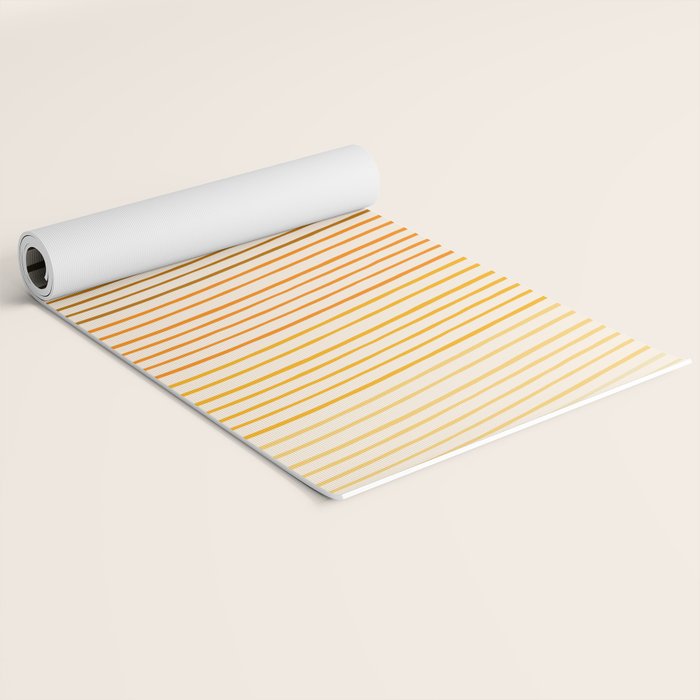 Organic Fine Lines Wavy Gradient Minimal Ink Stripe Pattern Brown Orange Yellow Yoga Mat Gallery Image 2
