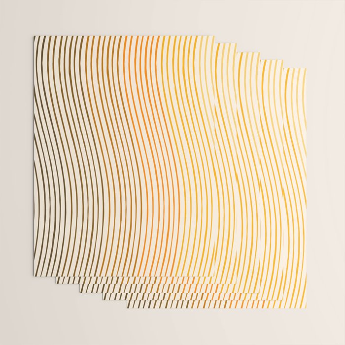 Organic Fine Lines Wavy Gradient Minimal Ink Stripe Pattern Brown Orange Yellow Wrapping Paper Gallery Image 3