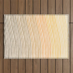 Organic Fine Lines Wavy Gradient Minimal Ink Stripe Pattern Brown Orange Yellow Outdoor Rug Gallery Image 1