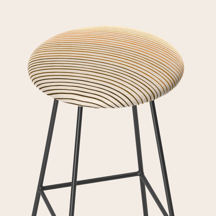 Organic Fine Lines Wavy Gradient Minimal Ink Stripe Pattern Brown Orange Yellow Stool Gallery Image 2