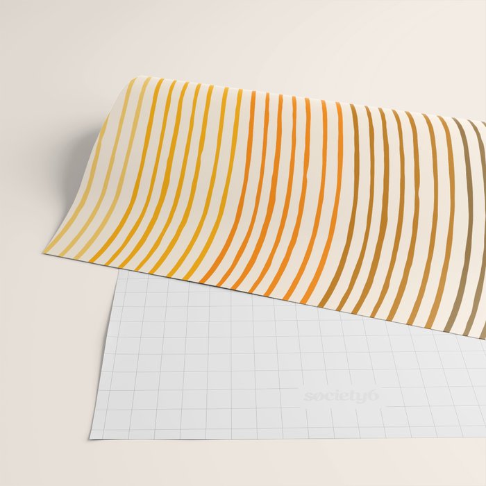 Organic Fine Lines Wavy Gradient Minimal Ink Stripe Pattern Brown Orange Yellow Wrapping Paper Gallery Image 2