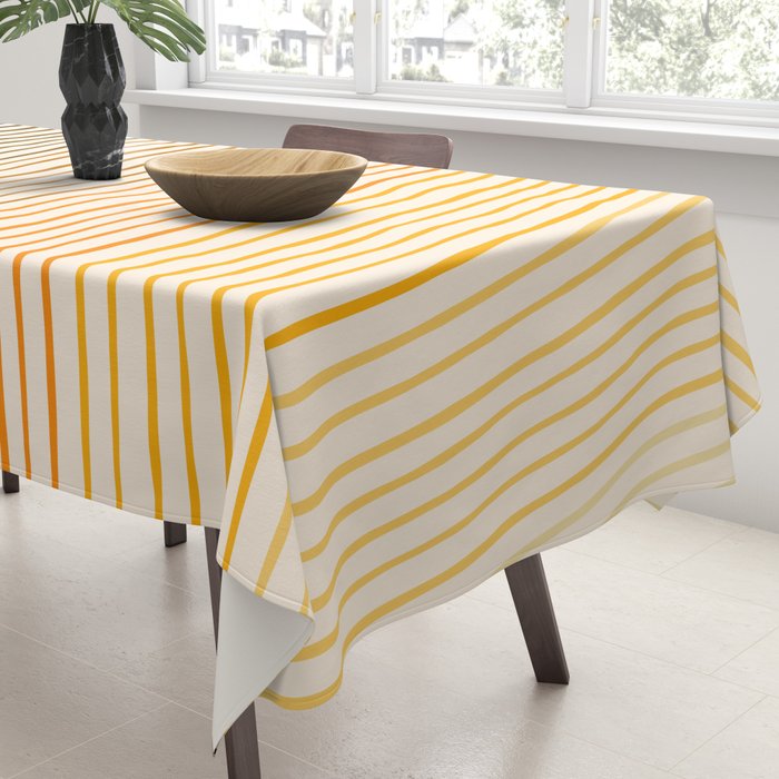 Organic Fine Lines Wavy Gradient Minimal Ink Stripe Pattern Brown Orange Yellow Tablecloth Gallery Image 3
