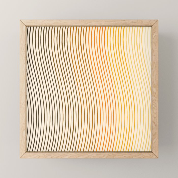 Organic Fine Lines Wavy Gradient Minimal Ink Stripe Pattern Brown Orange Yellow Mini Art Print Gallery Image 1
