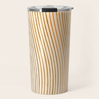 Organic Fine Lines Wavy Gradient Minimal Ink Stripe Pattern Brown Orange Yellow Travel Mug Gallery Image 1