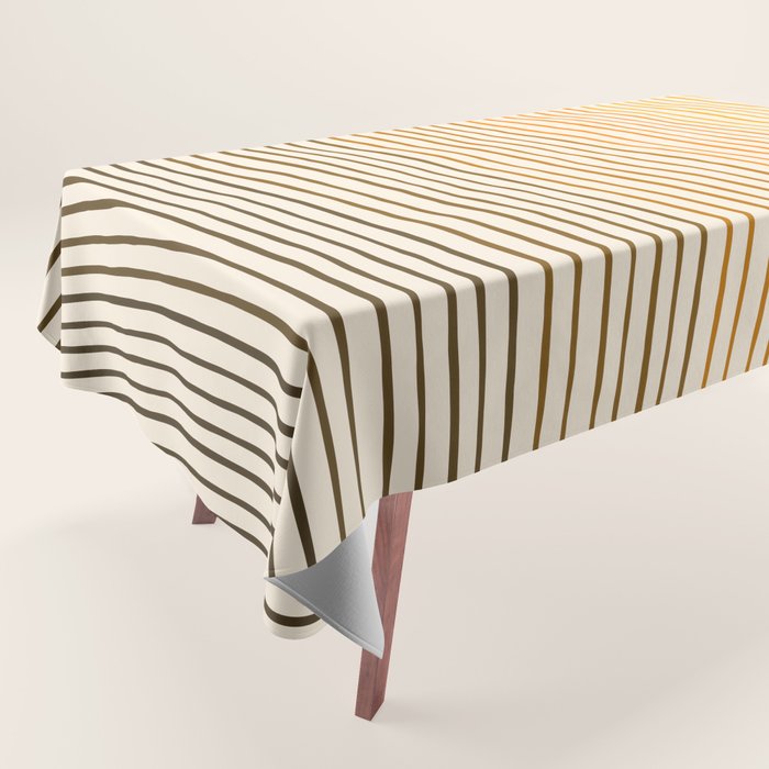 Organic Fine Lines Wavy Gradient Minimal Ink Stripe Pattern Brown Orange Yellow Tablecloth Gallery Image 1