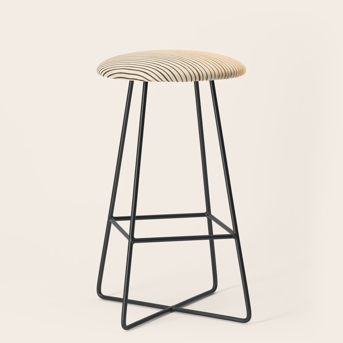 Organic Fine Lines Wavy Gradient Minimal Ink Stripe Pattern Brown Orange Yellow Stool Gallery Image 1
