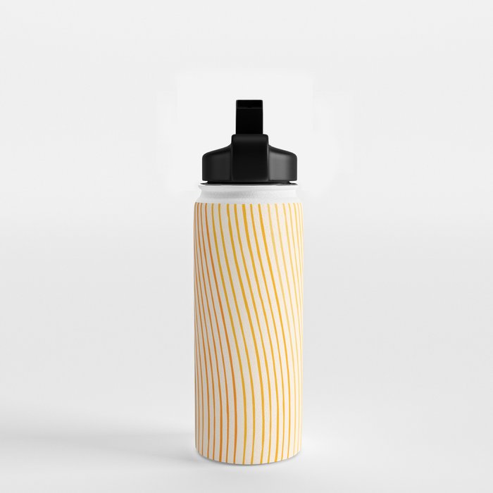 Organic Fine Lines Wavy Gradient Minimal Ink Stripe Pattern Brown Orange Yellow Water Bottle Gallery Image 2