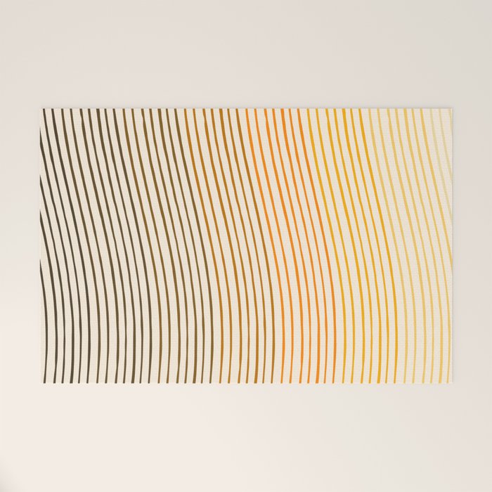 Organic Fine Lines Wavy Gradient Minimal Ink Stripe Pattern Brown Orange Yellow Welcome Mat Gallery Image 1
