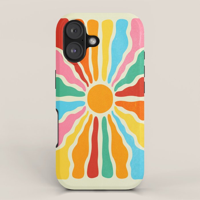 Retro Sun Waves: Rainbow Edition Iphone Case