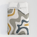Liquid Swirl Abstract Pattern in Mustard, Navy, Gray, and White Comforter Gallery Image 6