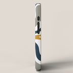 Liquid Swirl Abstract Pattern in Mustard, Navy, Gray, and White iPhone Case Gallery Image 2