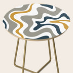 Liquid Swirl Abstract Pattern in Mustard, Navy, Gray, and White Side Table Gallery Image 2