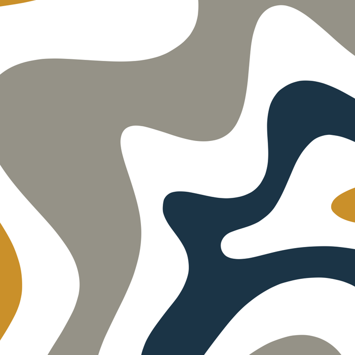 Liquid Swirl Abstract Pattern in Mustard, Navy, Gray, and White Coffee Mug Gallery Image 2
