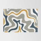 Liquid Swirl Abstract Pattern in Mustard, Navy, Gray, and White Rug Gallery Image 2
