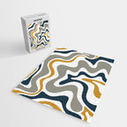 Liquid Swirl Abstract Pattern in Mustard, Navy, Gray, and White Jigsaw Puzzle Gallery Image 2