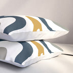 Liquid Swirl Abstract Pattern in Mustard, Navy, Gray, and White Pillow Sham Gallery Image 3