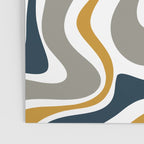 Liquid Swirl Abstract Pattern in Mustard, Navy, Gray, and White Poster Gallery Image 3