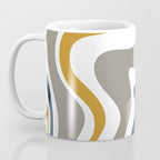 Liquid Swirl Abstract Pattern in Mustard, Navy, Gray, and White Coffee Mug Gallery Image 3