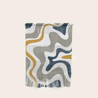 Liquid Swirl Abstract Pattern in Mustard, Navy, Gray, and White Wall Hanging Gallery Image 1