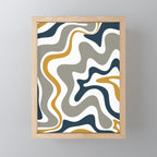 Liquid Swirl Abstract Pattern in Mustard, Navy, Gray, and White Mini Art Print Gallery Image 1