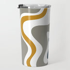 Liquid Swirl Abstract Pattern in Mustard, Navy, Gray, and White Travel Mug Gallery Image 3