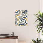 Liquid Swirl Abstract Pattern in Mustard, Navy, Gray, and White Poster Gallery Image 2