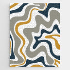 Liquid Swirl Abstract Pattern in Mustard, Navy, Gray, and White Jigsaw Puzzle Gallery Image 1