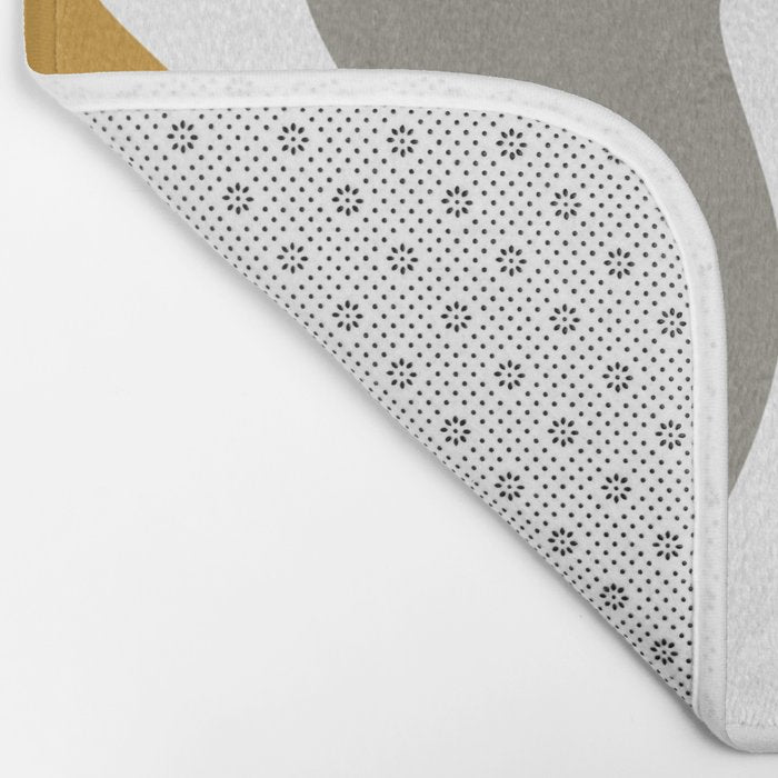 Liquid Swirl Abstract Pattern in Mustard, Navy, Gray, and White Bath Mat Gallery Image 2