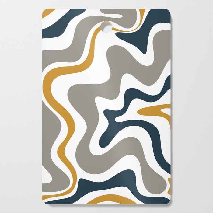 Liquid Swirl Abstract Pattern in Mustard, Navy, Gray, and White Cutting Board Gallery Image 1