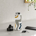 Liquid Swirl Abstract Pattern in Mustard, Navy, Gray, and White Water Bottle Gallery Image 4