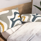 Liquid Swirl Abstract Pattern in Mustard, Navy, Gray, and White Pillow Sham Gallery Image 2