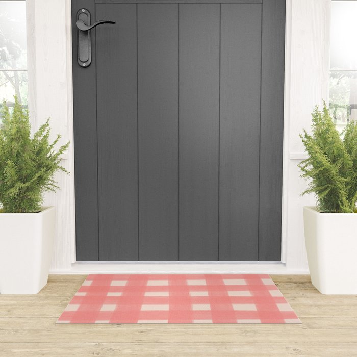 checks checks-pink rose Welcome Mat Gallery Image 3
