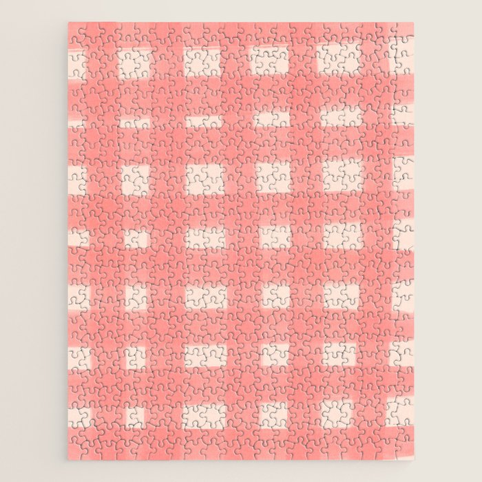 checks checks-pink rose Jigsaw Puzzle Gallery Image 1