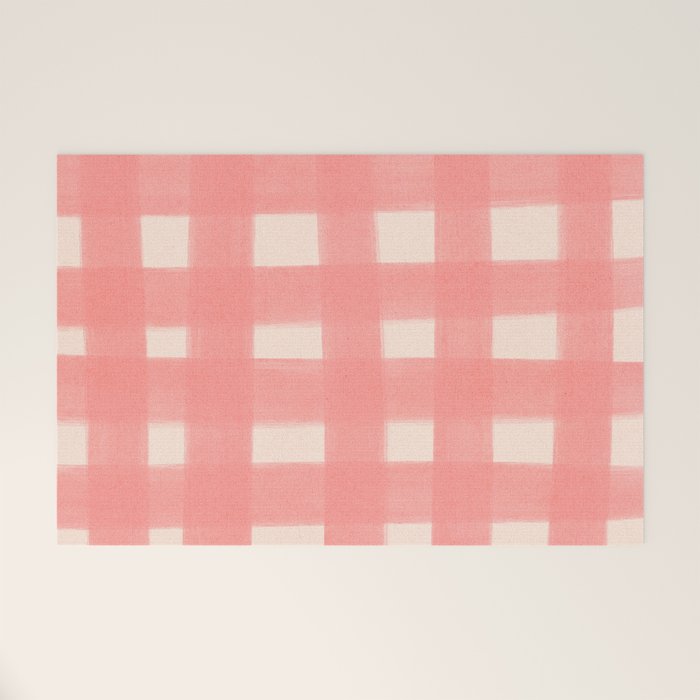 checks checks-pink rose Welcome Mat Gallery Image 1