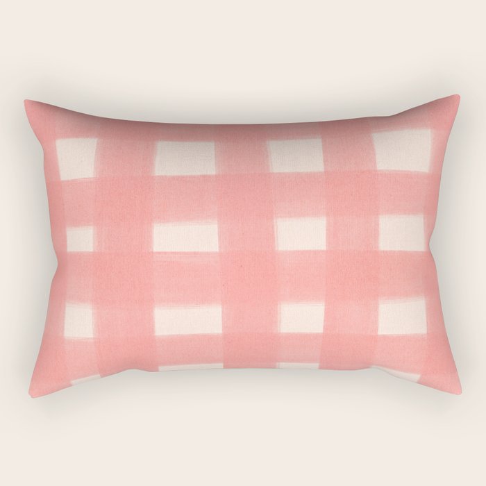 checks checks-pink rose Rectangular Pillow Gallery Image 1