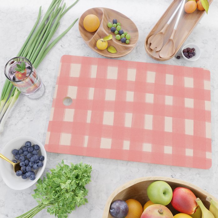 checks checks-pink rose Cutting Board Gallery Image 2