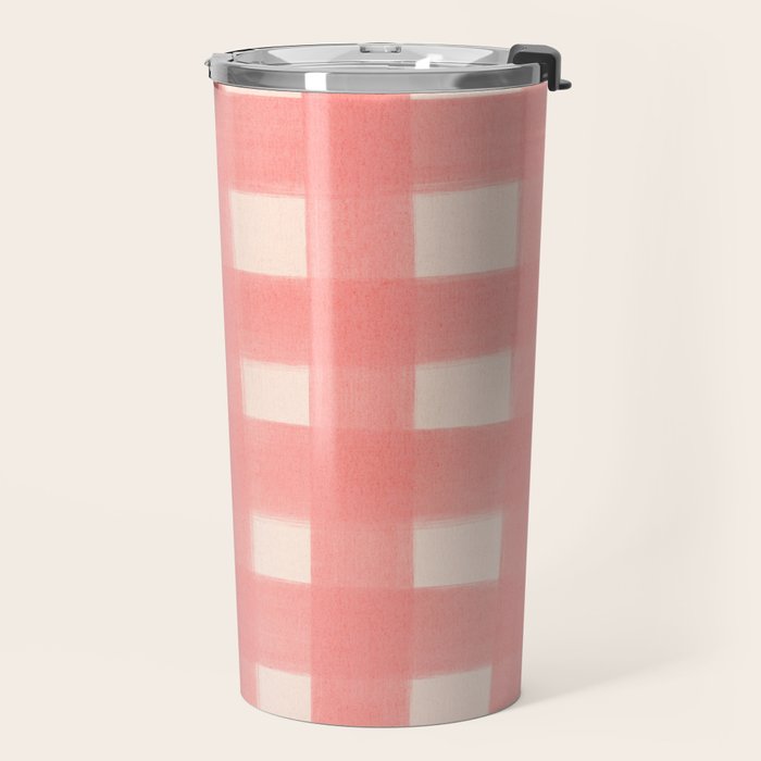 checks checks-pink rose Travel Mug Gallery Image 2