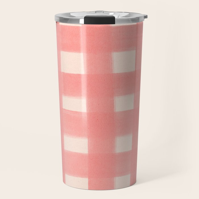 checks checks-pink rose Travel Mug Gallery Image 1