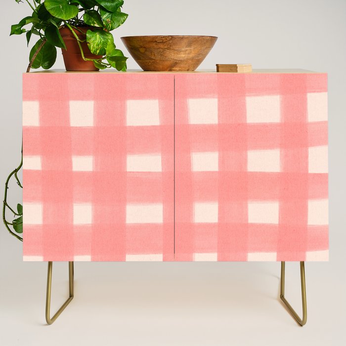 checks checks-pink rose Credenza Gallery Image 1