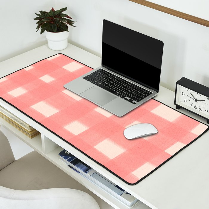 checks checks-pink rose Desk Mat Gallery Image 2