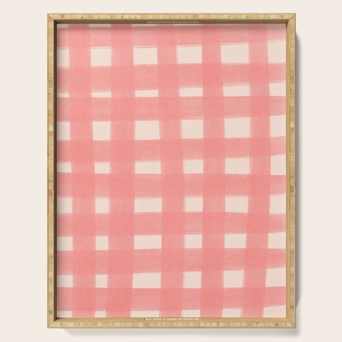 checks checks-pink rose Serving Tray Gallery Image 1